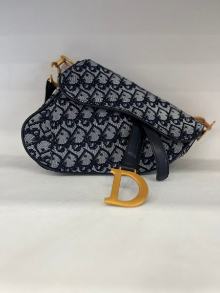 Christian Dior Grey Black Canvas - Saddle Bag