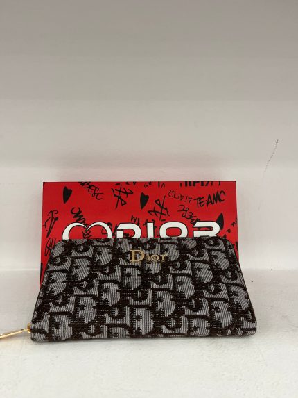 Christian Dior Grey Black Canvas - Zip Wallet